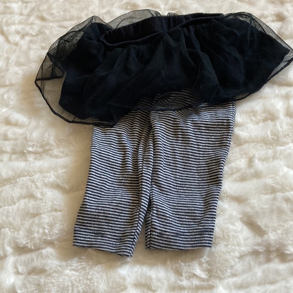 Carters size 6 months black and white striped crops with attached black tutu! - Picture 3 of 3